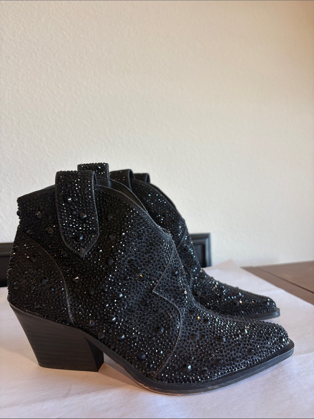 Jessica Simpson Black Ankle Boots Glitter Galor